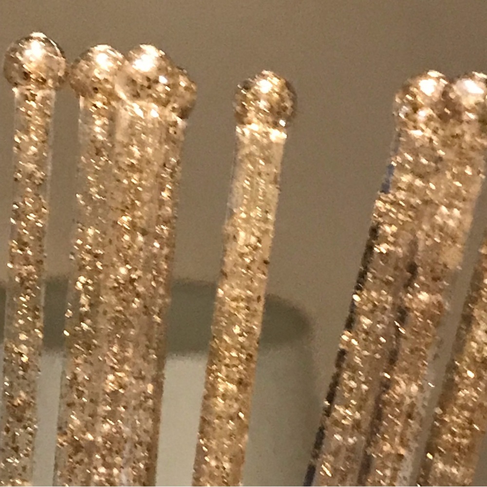 Vintage  9 Swizzle Sticks clear plastic with Gold glitter cocktail bar ware - Picture 2 of 11